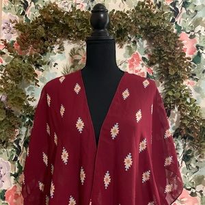 Deep Red Kimono-Styled Coverup